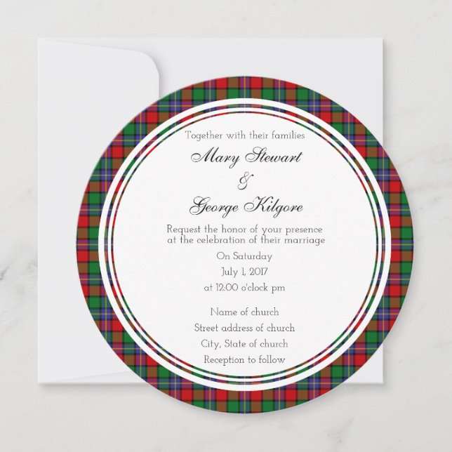 Kilgore Scottish Wedding Round Invitation (Front)