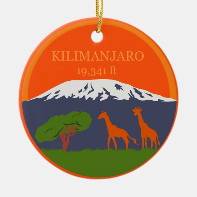 Kilimanjaro Altitude Ceramic Ornament (Front)