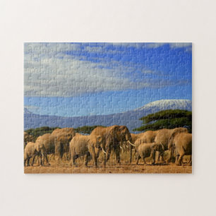 Kilimanjaro And Elephants Jigsaw Puzzle