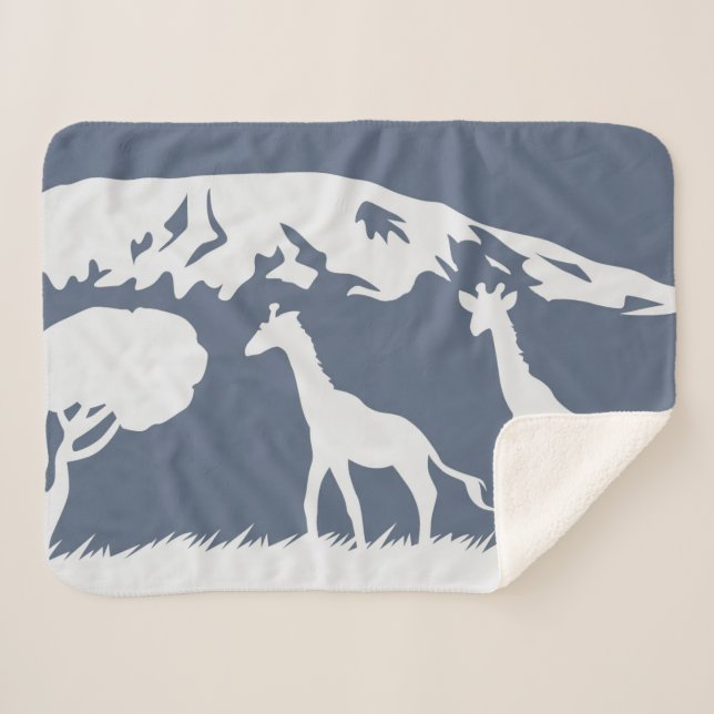 Kilimanjaro (Blue) Sherpa Blanket (Front (Horizontal))