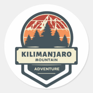 Kilimanjaro mountain peak climbing and hiking classic round sticker