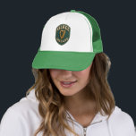 Kilkee Ireland Harp Logo - Retro Mesh Trucker Hat<br><div class="desc">"Celebrate your Irish roots with this premium Kilkee Ireland trucker hat. Featuring the iconic golden harp on a crisp white foam front with breathable emerald green mesh. A timeless design for anyone proud of their Kilkee heritage. High-quality print,  not customizable to ensure design integrity."</div>