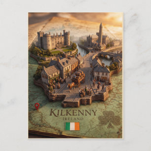 Kilkenny Ireland 3D Map Illustration Postcard