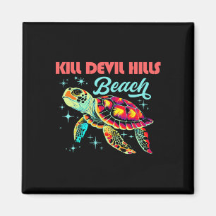 Kill Devil Hills Beach Nc Artistic Sea Turtle Retr Magnet
