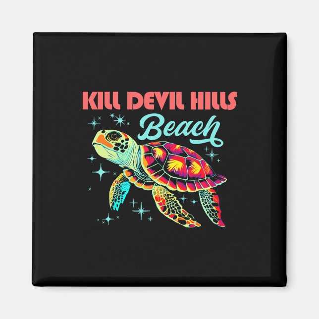 Kill Devil Hills Beach Nc Artistic Sea Turtle Retr Magnet (Front)