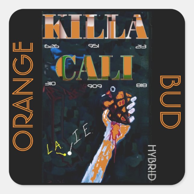 KILLA CALI ORANGE BUD SQUARE STICKER (Front)