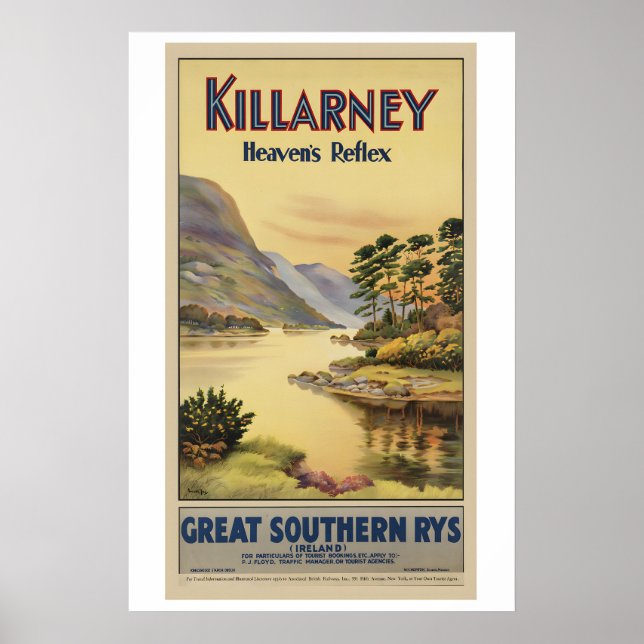 Killarney Heaven's Park Ireland Vintage Travel Poster (Front)