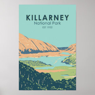 Killarney National Park Ireland Travel Art Vintage Poster
