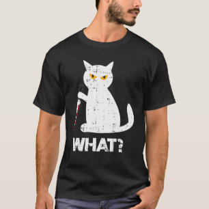 Killer Cat Bloody Knife Costume Funny Animal Hallo T-Shirt