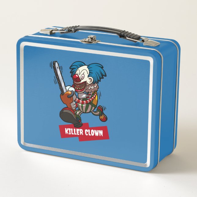 Killer Clown Halloween Horror Chainsaw Cartoon Metal Lunch Box (Front)