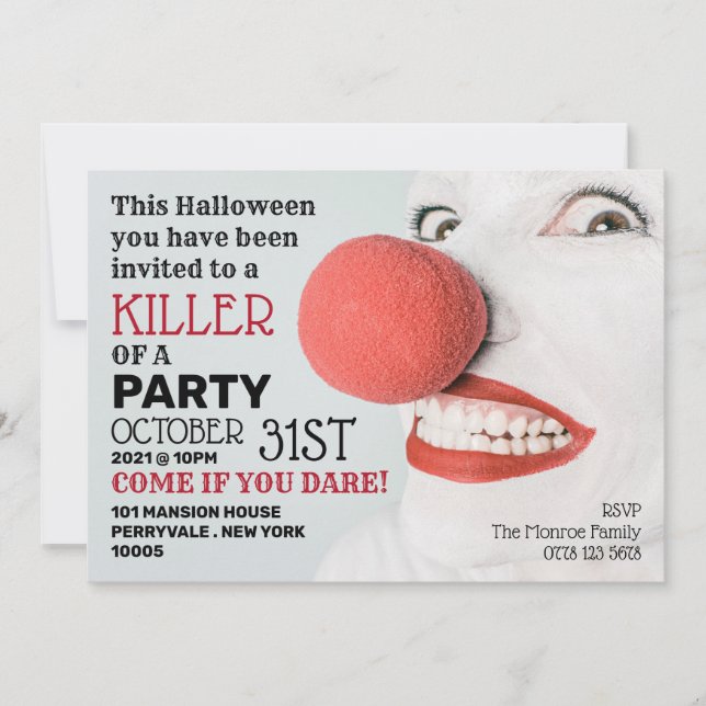 Killer Clown, Halloween Party Invitation (Front)