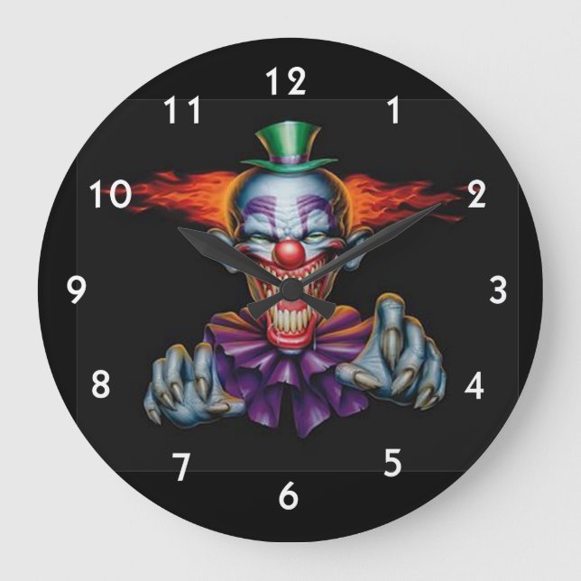 Killer Evil Clown Large Clock (Front)
