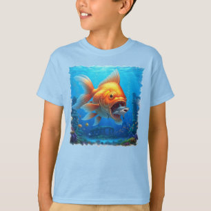 Killer Great White Goldfish eating a shark! T-Shirt