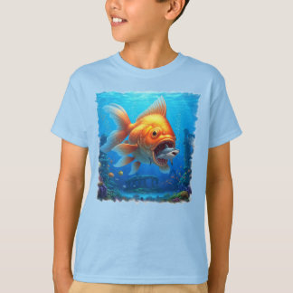 Killer Great White Goldfish eating a shark! T-Shirt