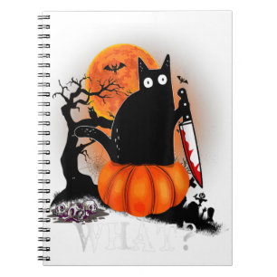 Killer Halloween Scary Moon Black Cat With Knife P Notebook