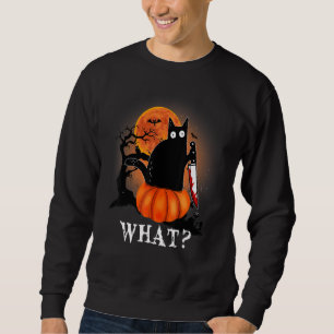 Killer Halloween Scary Moon Black Cat With Knife P Sweatshirt