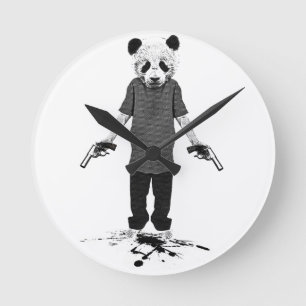 Killer panda round clock