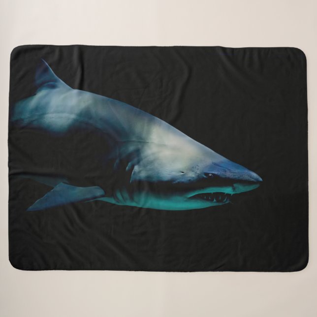 KILLER SHARK SHERPA BLANKET (Front (Horizontal))