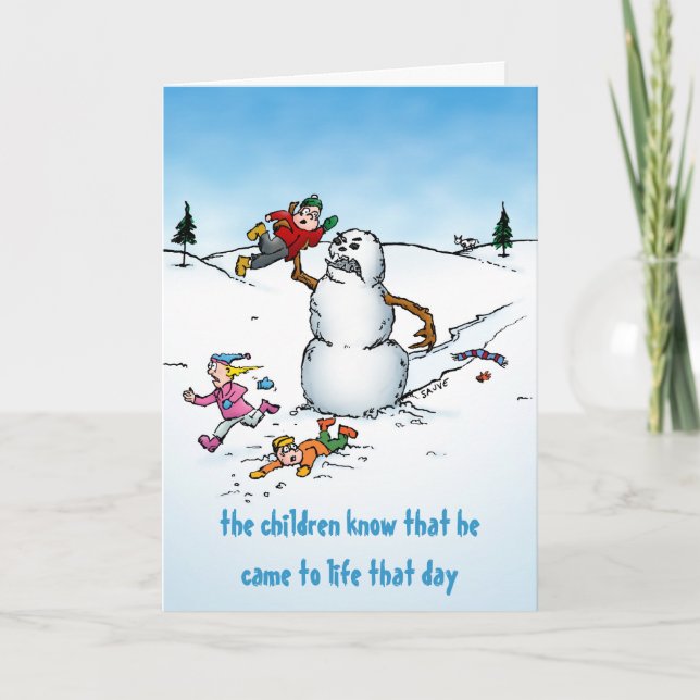 Killer Snowman Funny Cartoon Holiday Card (Front)