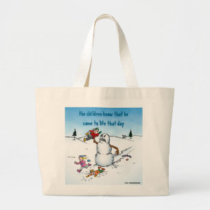 Killer Snowman Funny Cartoon Large Tote Bag