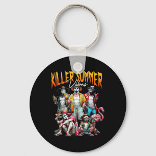 Killer Summer Vibes Beach Vacation Funny Horror Su Key Ring