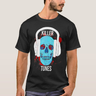 Killer Tunes Halloween Scull Blood Music Headphone T-Shirt