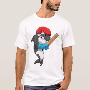 Killer whale at Cricket with Cricket bat T-Shirt