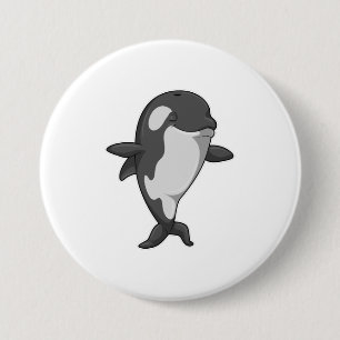 Killer whale at Yoga Fitness in Standing 7.5 Cm Round Badge
