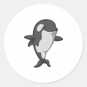 Killer whale at Yoga Fitness in Standing Classic Round Sticker