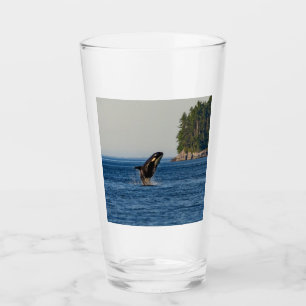 Killer Whale Breaching out of Ocean Water Glass