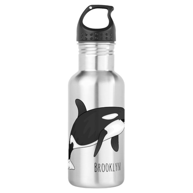 Killer whale cartoon illustration 532 ml water bottle (Front)