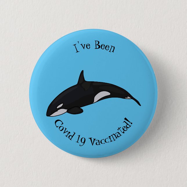 Killer whale cartoon illustration 6 cm round badge (Front)