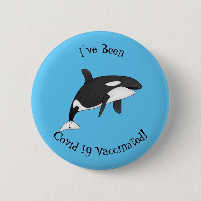 Killer whale cartoon illustration  6 cm round badge (Front)