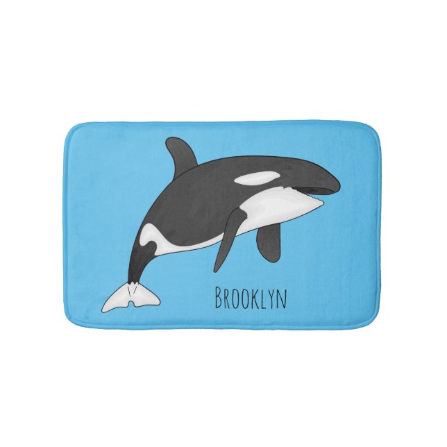Killer whale cartoon illustration bath mat (Front)