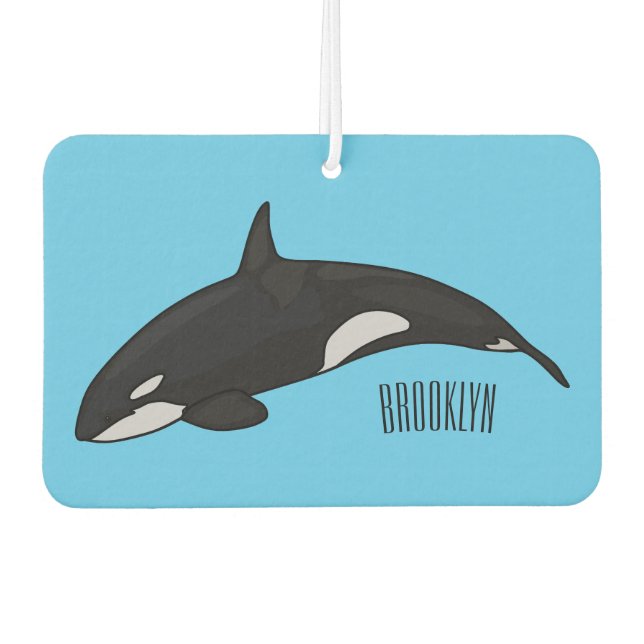 Killer whale cartoon illustration car air freshener (Front)