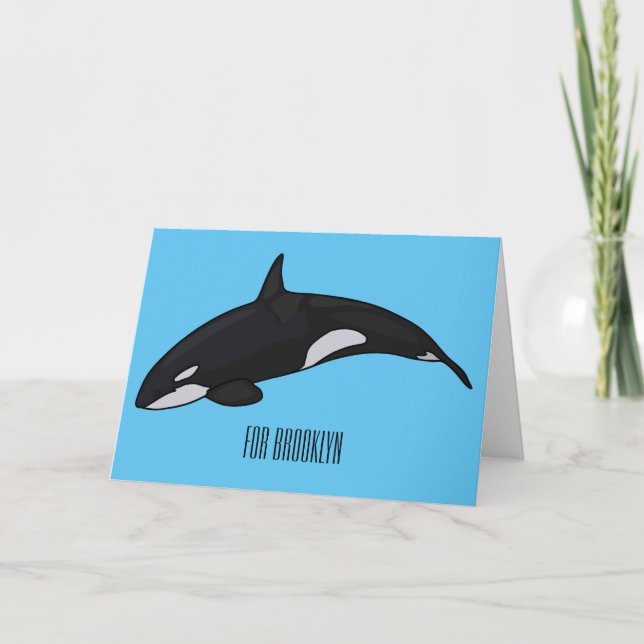 Killer whale cartoon illustration card (Front)