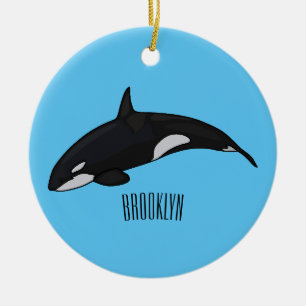 Killer whale cartoon illustration ceramic ornament