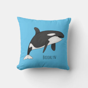 Killer whale cartoon illustration  cushion