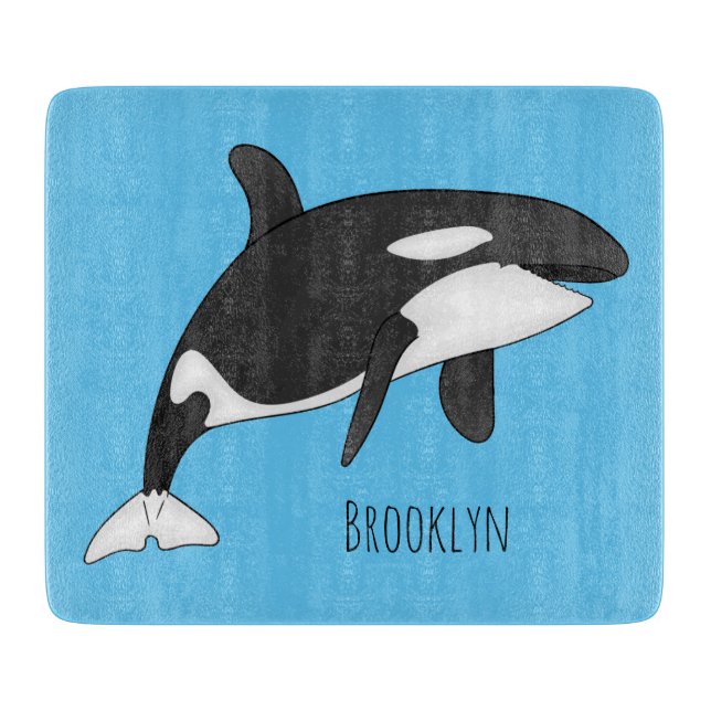 Killer whale cartoon illustration  cutting board (Front)