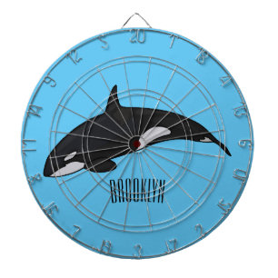 Killer whale cartoon illustration dartboard