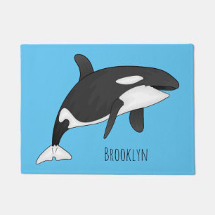 Killer whale cartoon illustration doormat