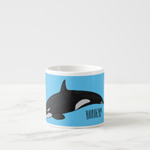 Killer whale cartoon illustration espresso cup