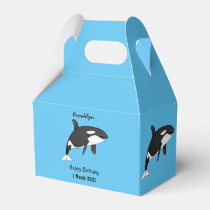 Killer whale cartoon illustration favour box