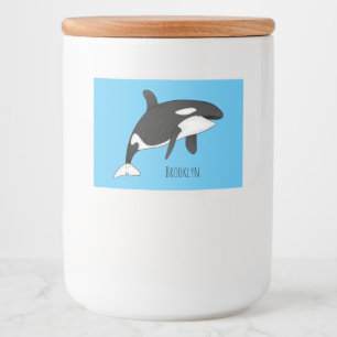 Killer whale cartoon illustration food label