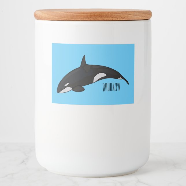Killer whale cartoon illustration food label (Front)