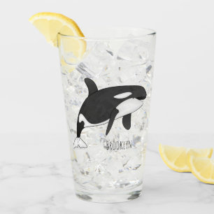 Killer whale cartoon illustration glass