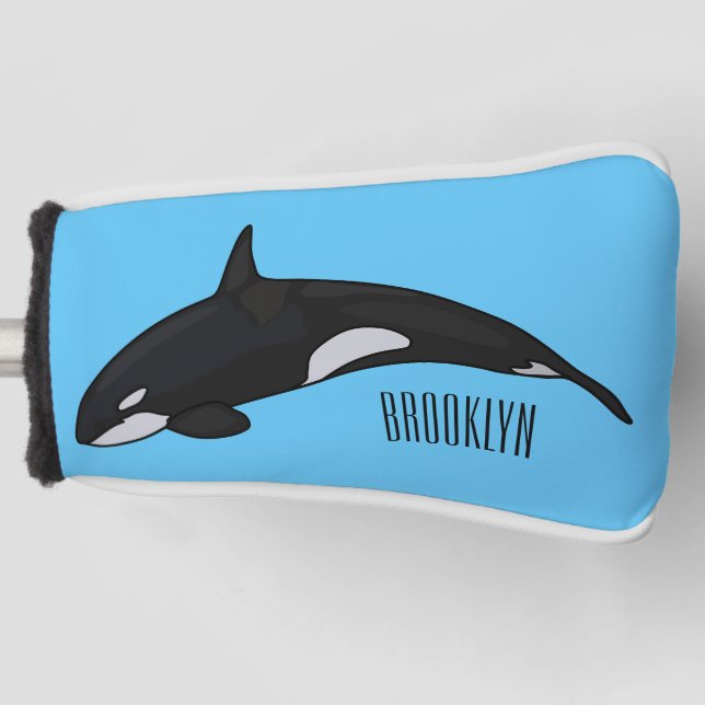 Killer whale cartoon illustration golf head cover (Front)
