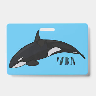 Killer whale cartoon illustration ID badge