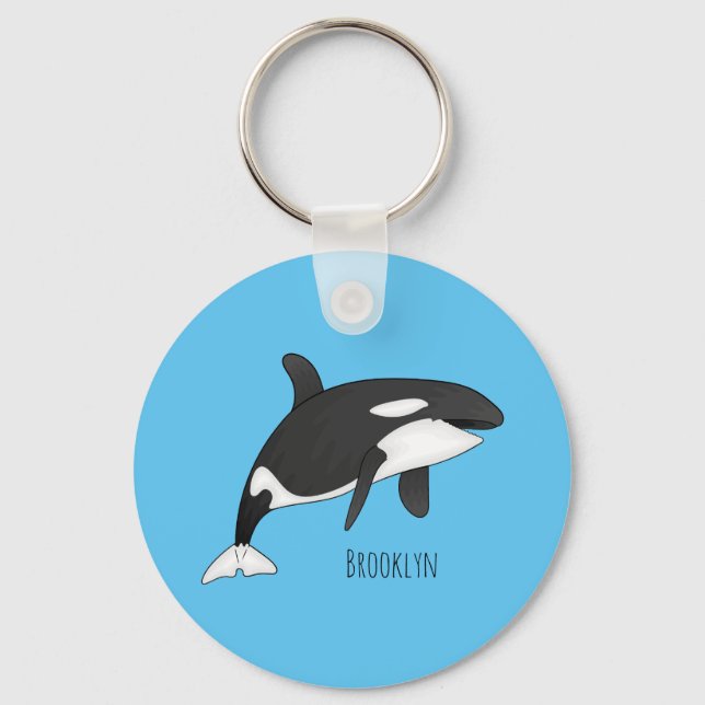 Killer whale cartoon illustration key ring (Front)