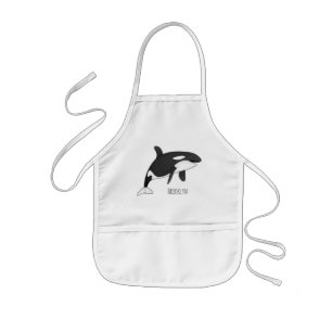 Killer whale cartoon illustration kids apron